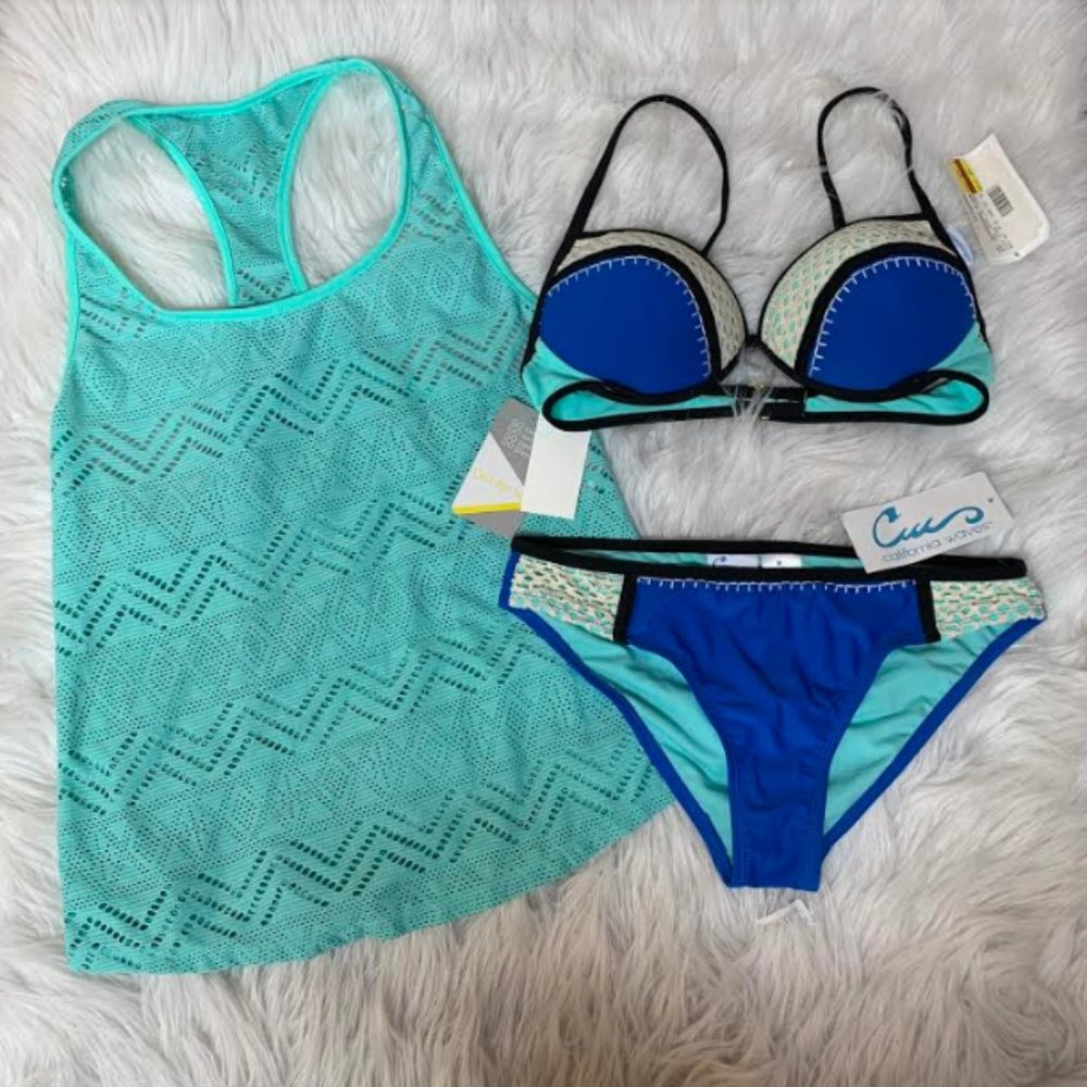 California Waves Blue and Black Bikini Set